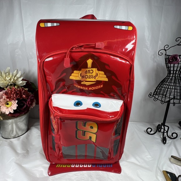 Disney Pixar Lightning McQueen Cars Kids 3D Rolling Suitcase / Overnight  Bag - Picture 1 of 16